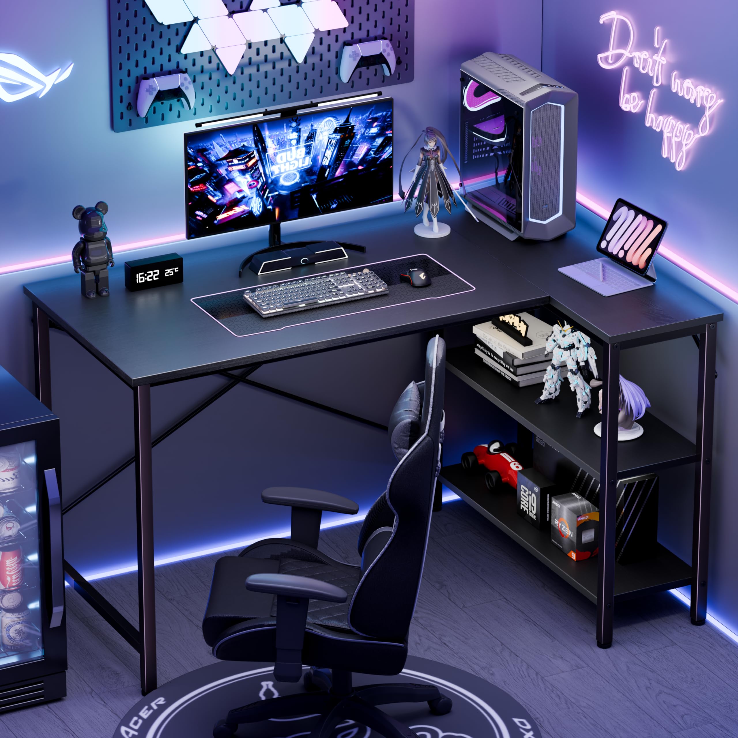 Pc Gaming Center - JHK L-vormig bureau 47-inch computerbureau Gamingmeubilair