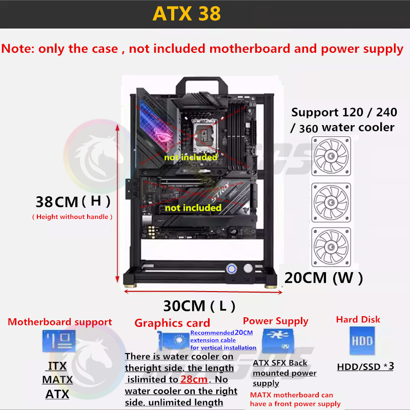 MOD ATX Open PC Case Frame Voo - Pc Gaming Center recensie en prijs