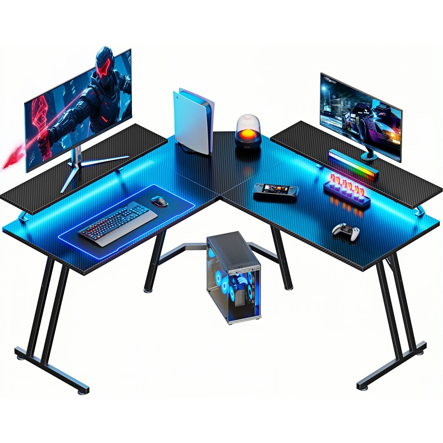 L-vormig gamingbureau met LED- - Pc Gaming Center recensie en prijs