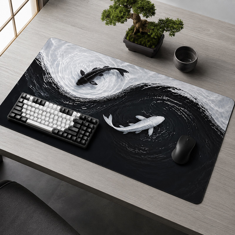 Zwart Wit Koi Muismat Gamer XL - Pc Gaming White recensie en prijs